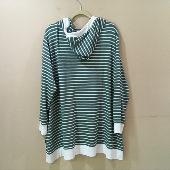 Jane and Delancey Top Hoodie Women’s Plus 2X green Stripes Casual Basic New - Picture 4 of 5